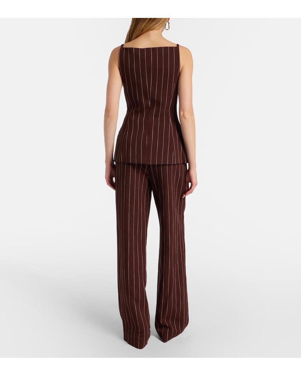 Jonathan Simkhai Purple Tavar Pinstripe Wide-Leg Pants