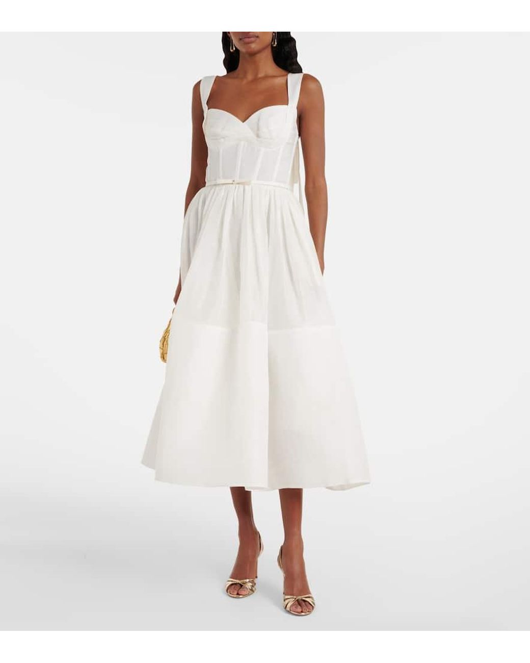 Zimmermann White Dawning Linen And Silk Midi Dress