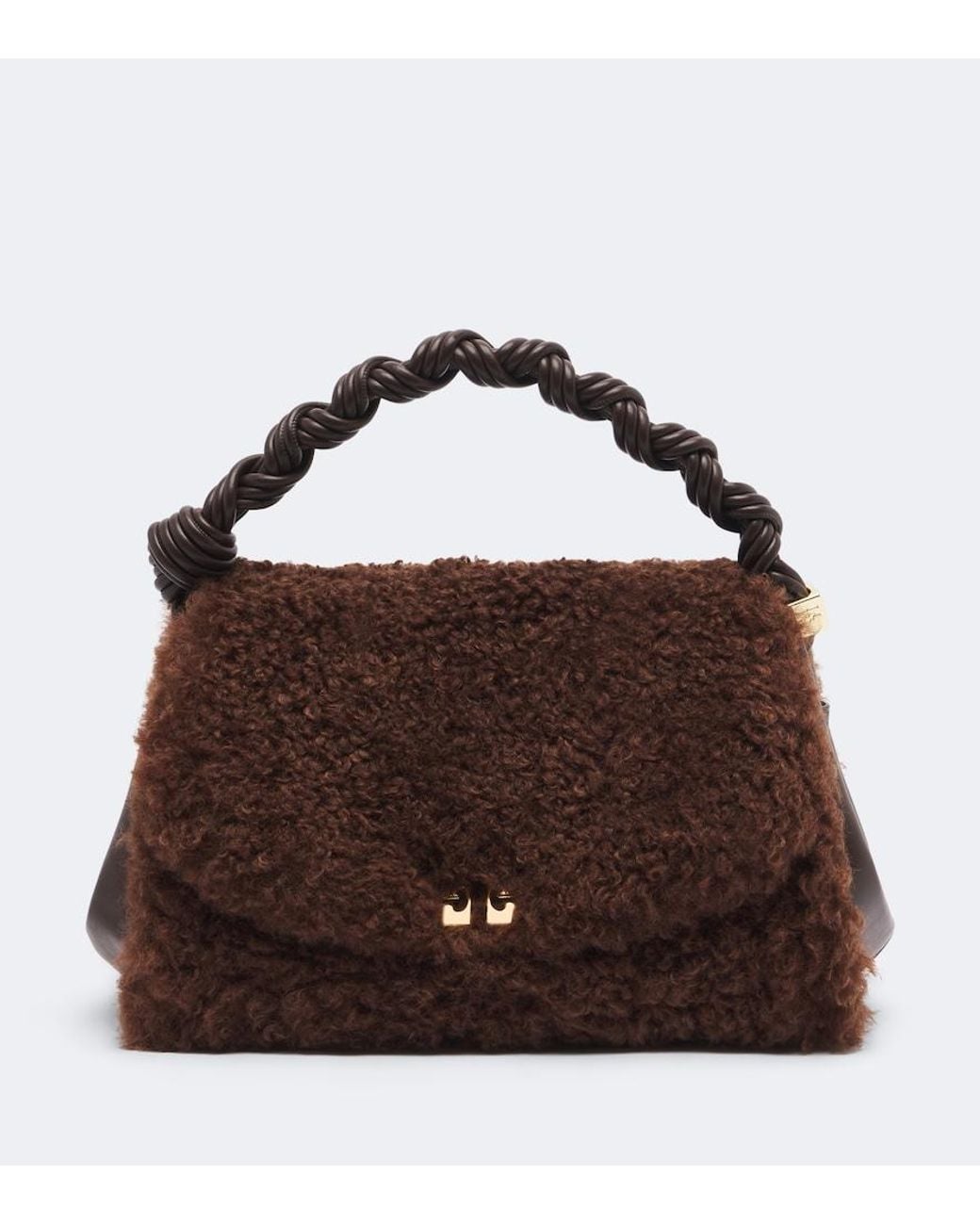 Ganni Brown Very Bou Teddy Top-Handle Bag