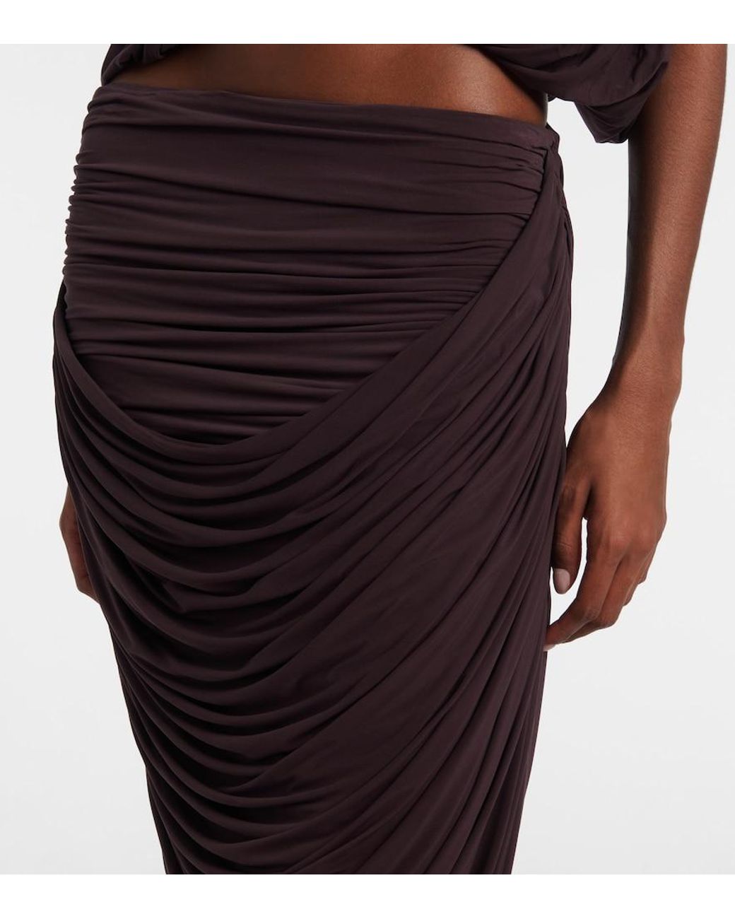 Magda Butrym Purple Draped High-Rise Maxi Skirt