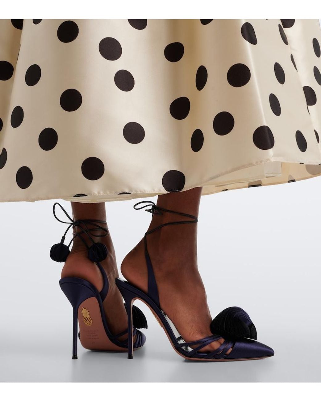 Aquazzura Blue Wild Bloom Satin Pumps