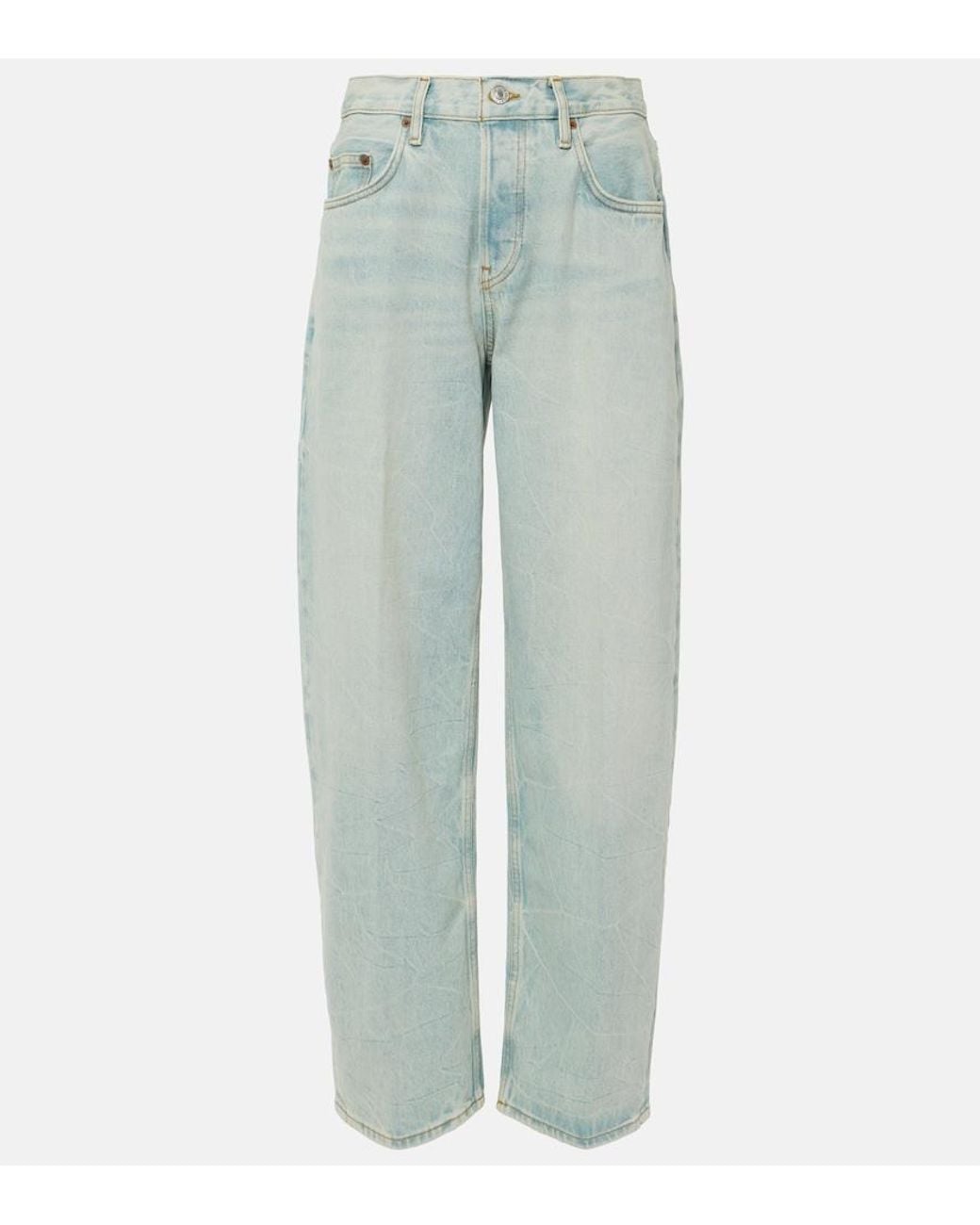 Re/done Blue Mid-Rise Straight Jeans