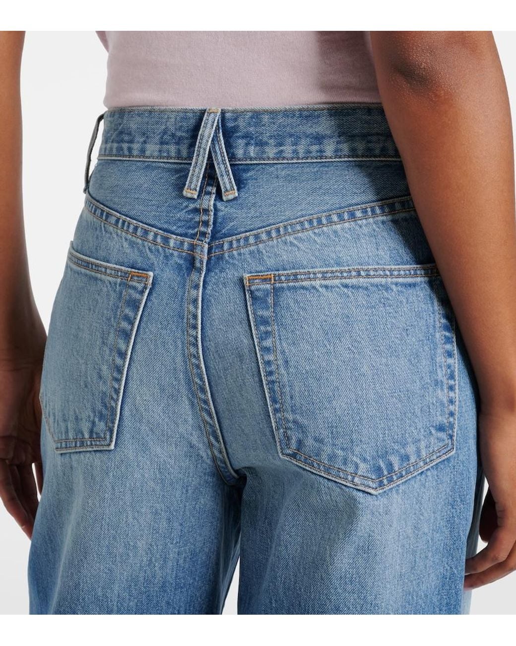 SLVRLAKE Denim Blue Cassie High-Rise Barrel-Leg Jeans