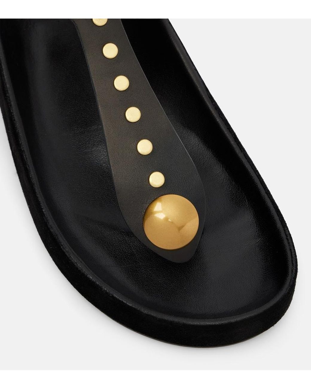 Isabel Marant Black Enore Studded Leather Thong Sandals