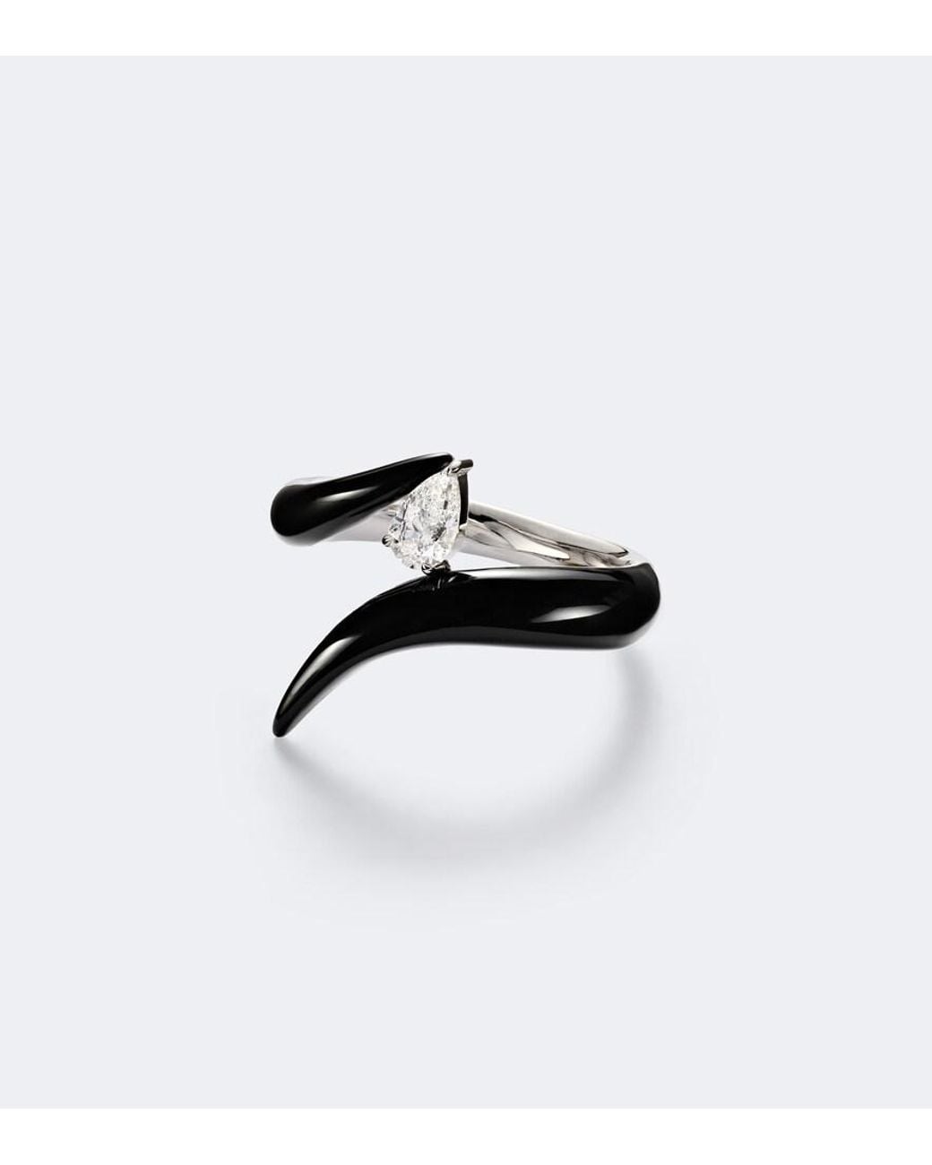 Nikos Koulis Black Oui 18Kt And Enamel Ring With Diamonds