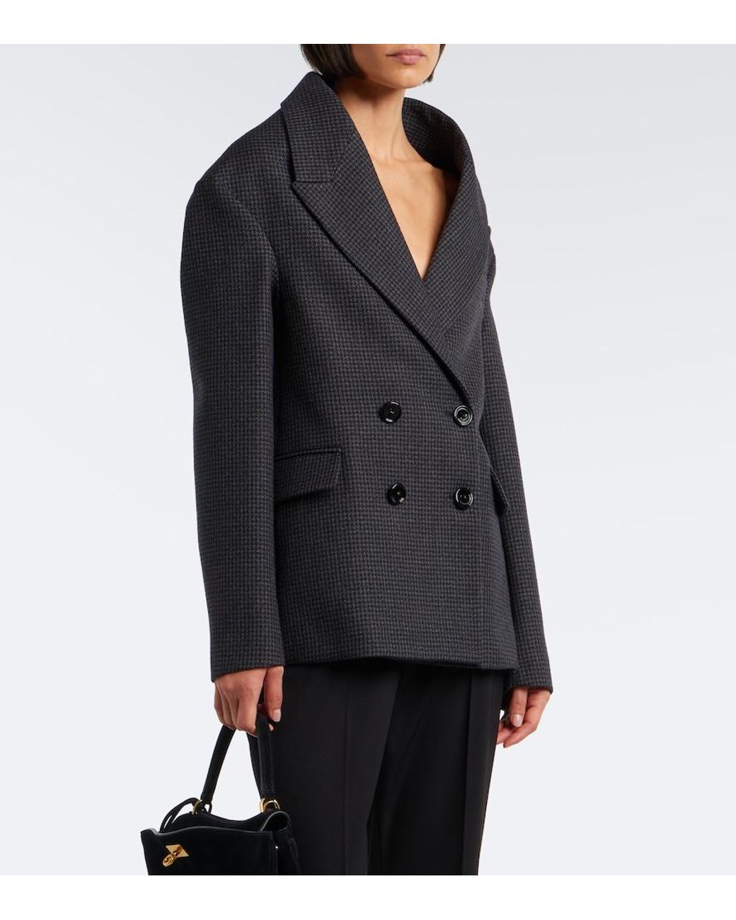 Balenciaga Black Houndstooth Double-Breasted Wool Jacket