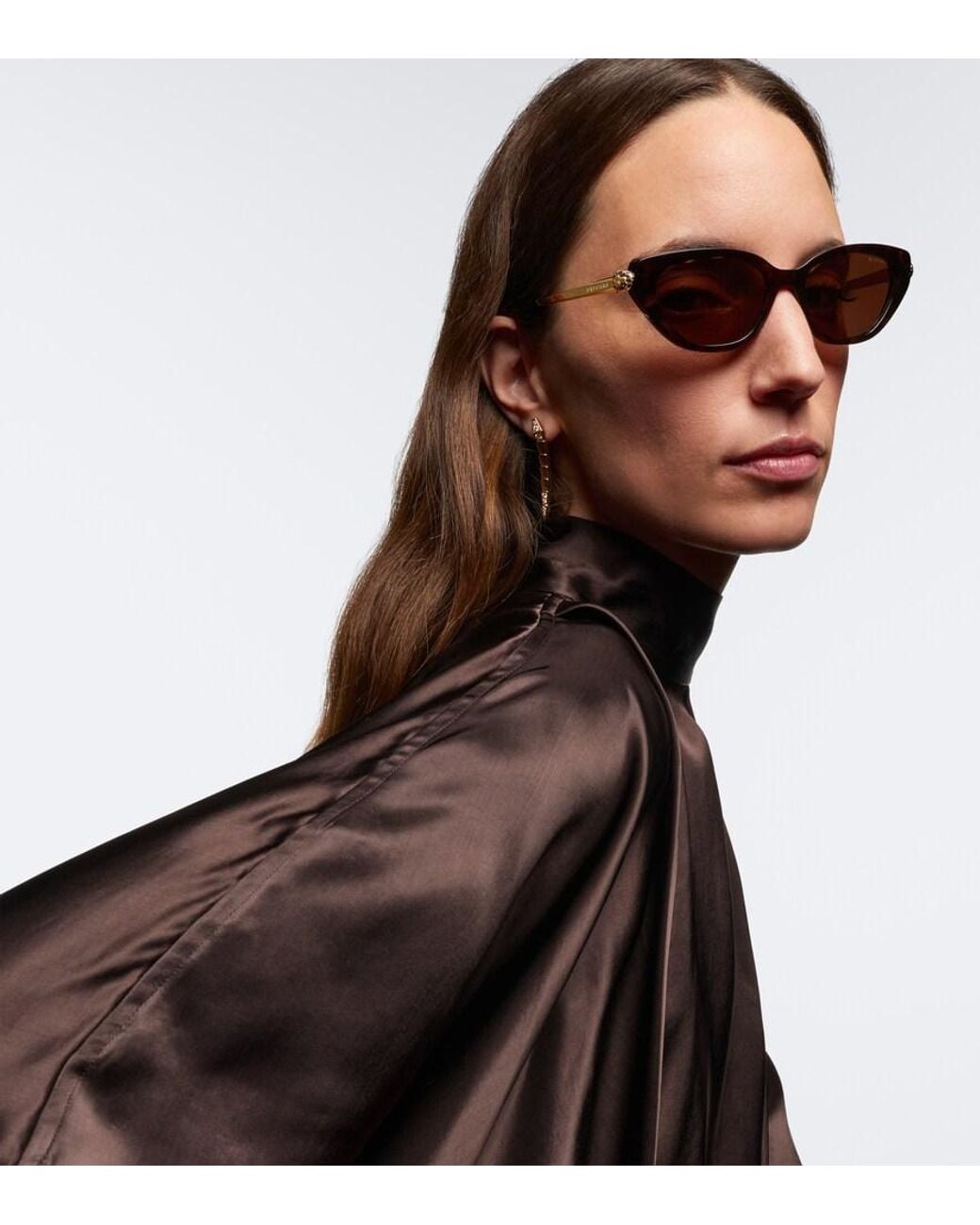 BVLGARI Brown Serpenti Forever Cat-Eye Sunglasses