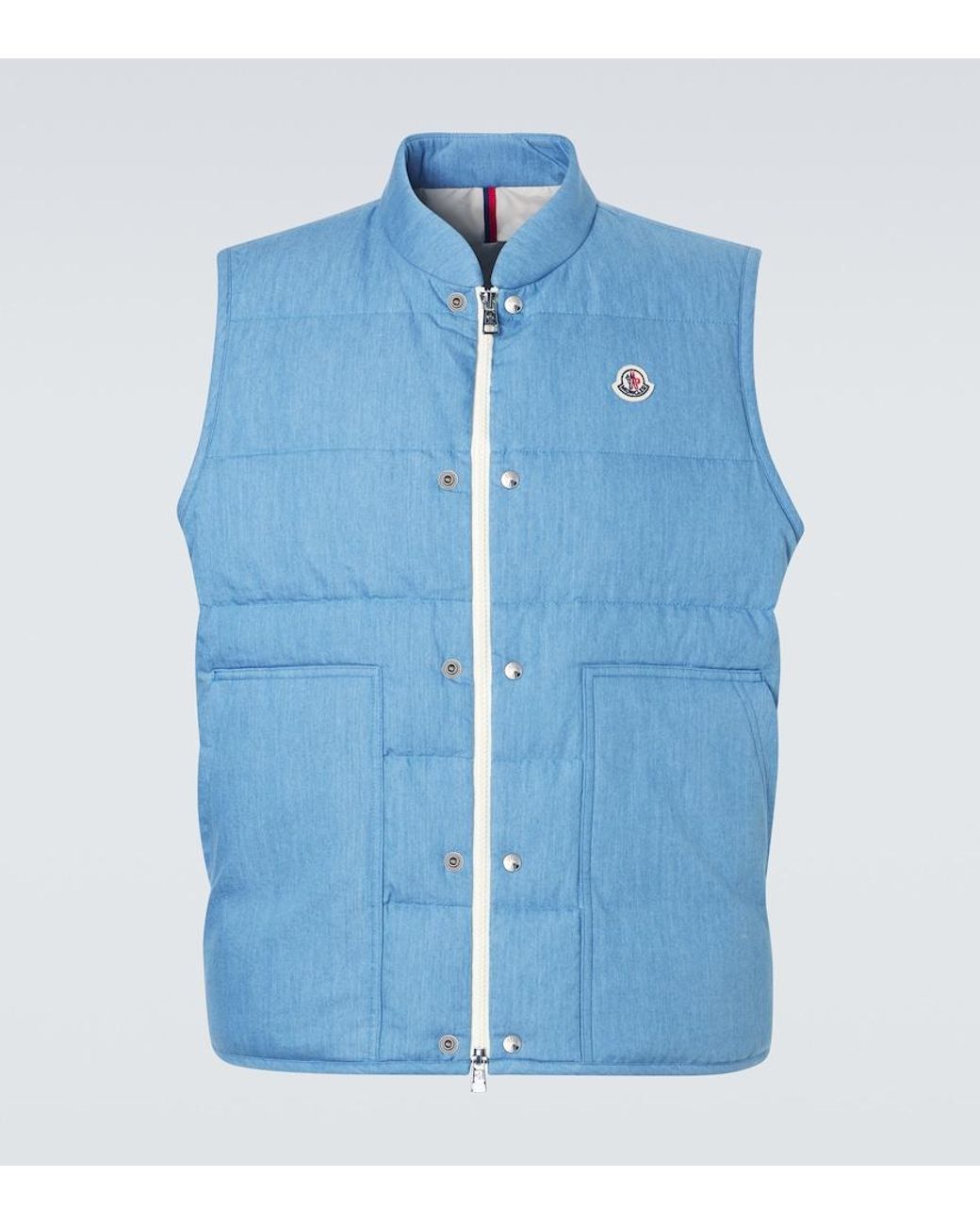 Moncler Blue Heceta Denim Down Vest for men