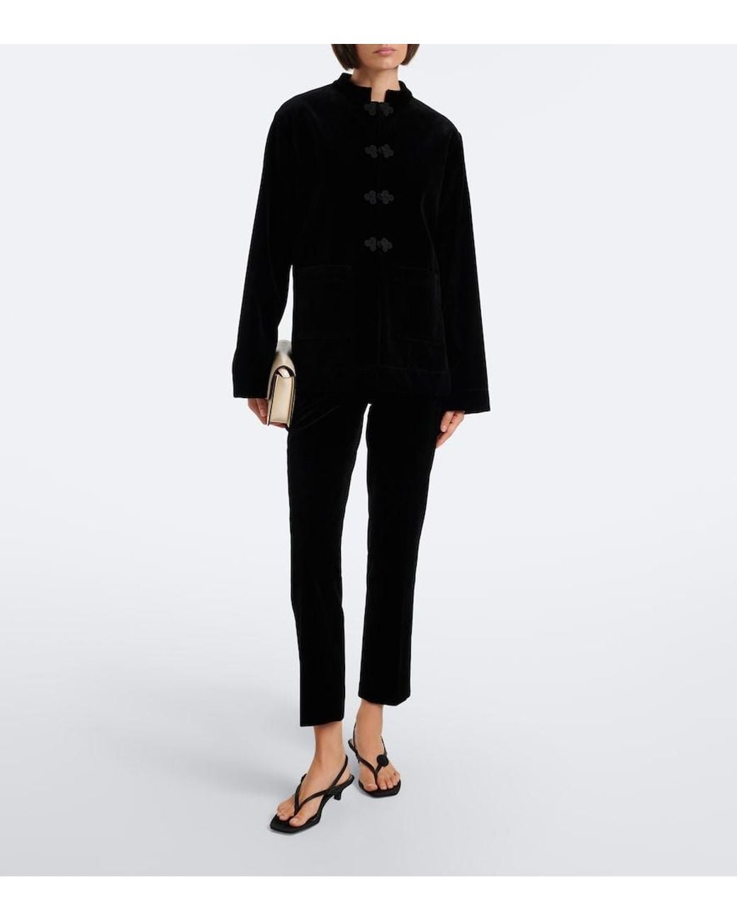 Rohe Black Cotton Velvet Cigarette-Leg Pants