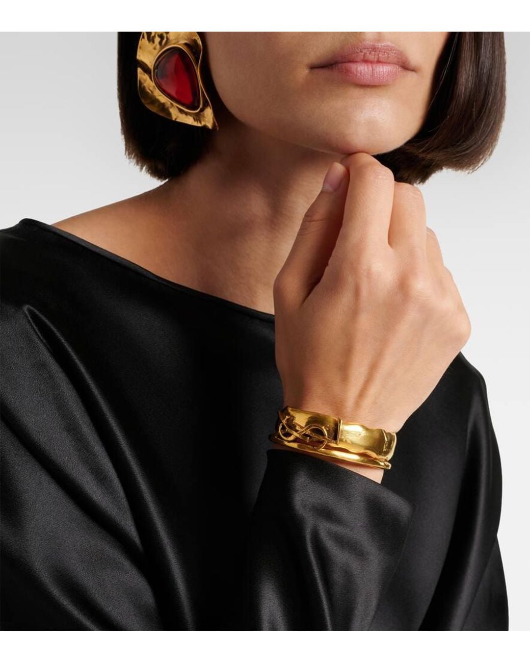 Brazalete Cassandre Saint Laurent de color Metallic