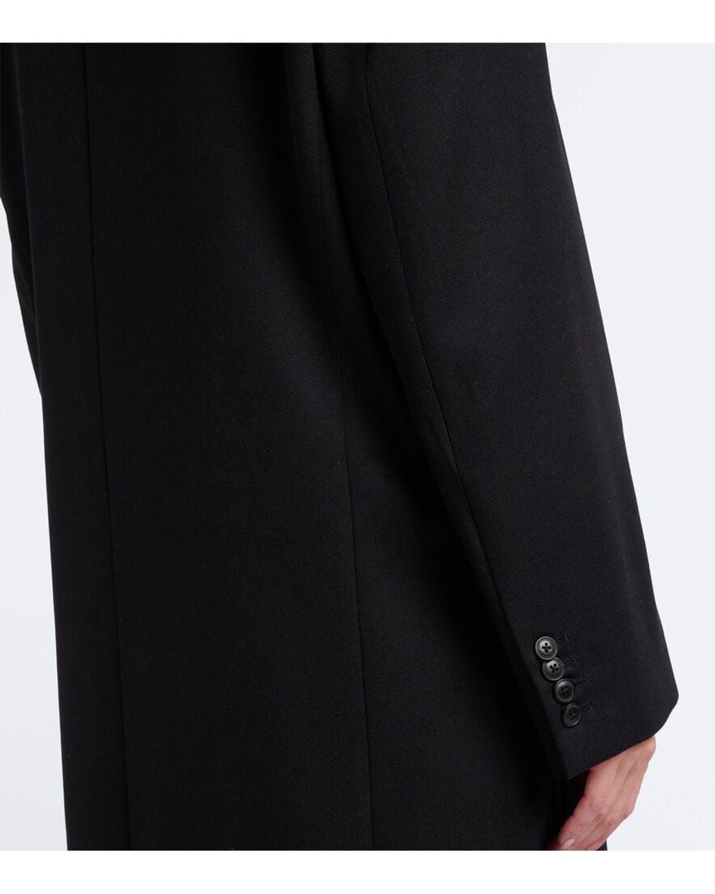 Rohe Black Double-Breasted Virgin Wool Coat