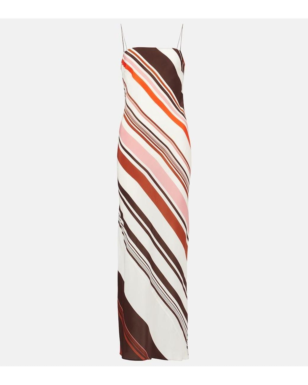 Sir Red Thistle Striped Silk Satin Maxi Dress