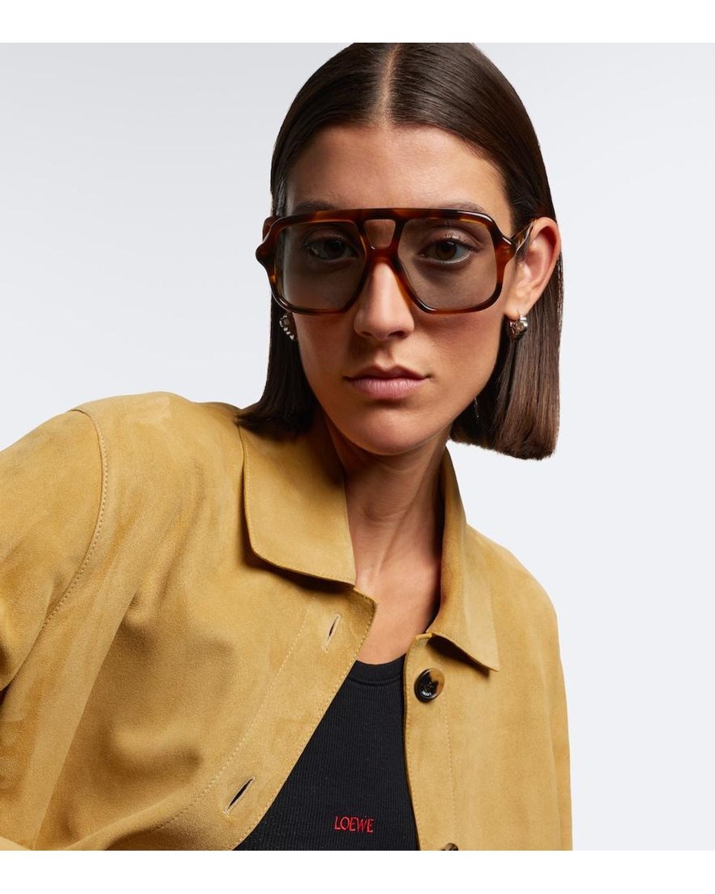 Loewe Black Slim Navigator Sunglasses