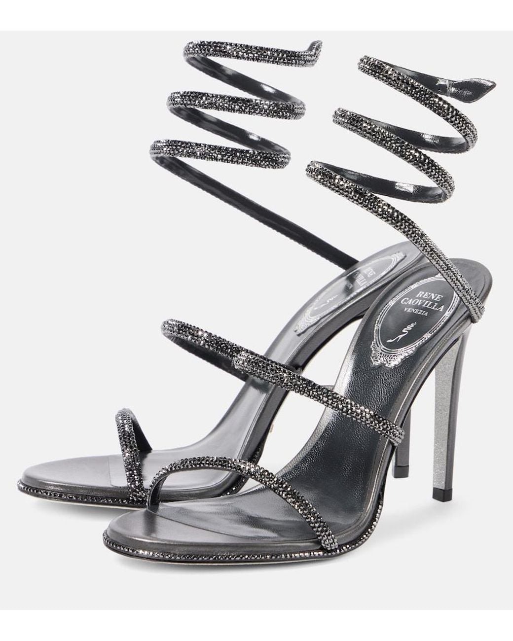 Rene Caovilla Metallic Cleo Embellished Leather Sandals
