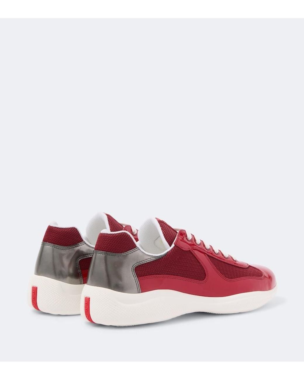 Prada Red America's Cup Leather-Trimmed Sneakers for men