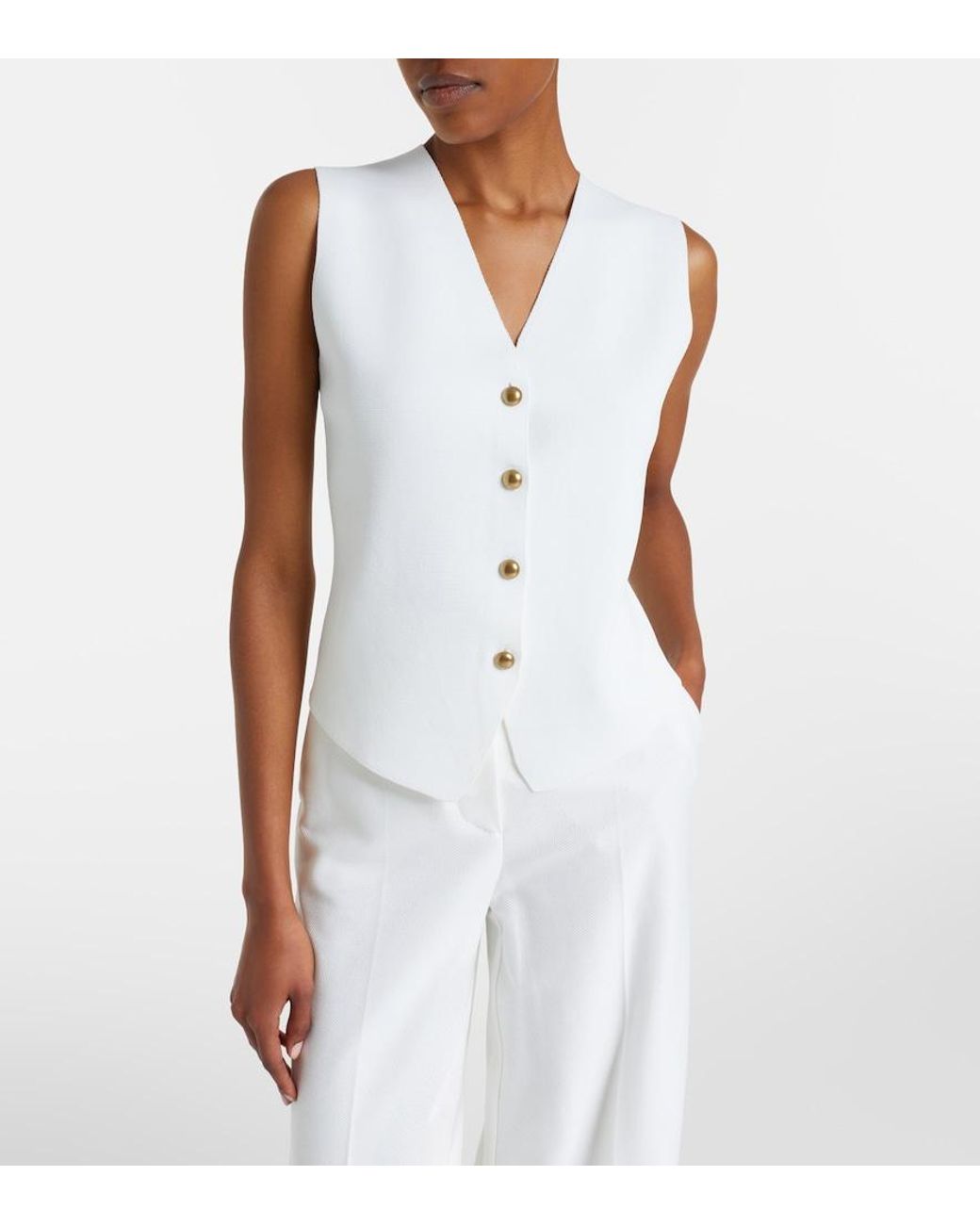 Max Mara White Knitted Crepe Vest