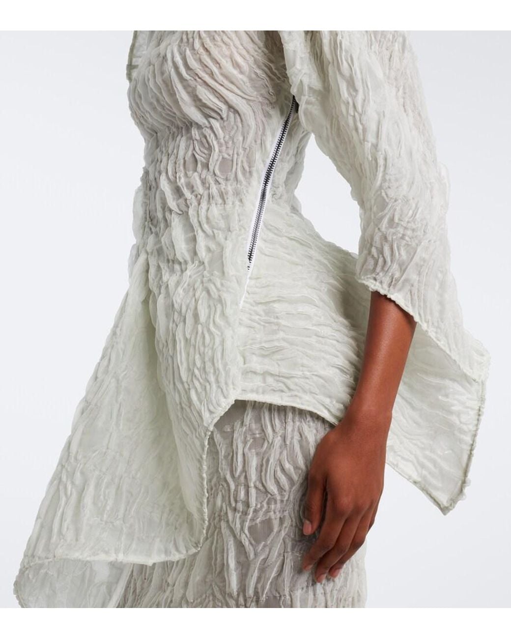 Maticevski White Scintilla Asymmetric Georgette Top
