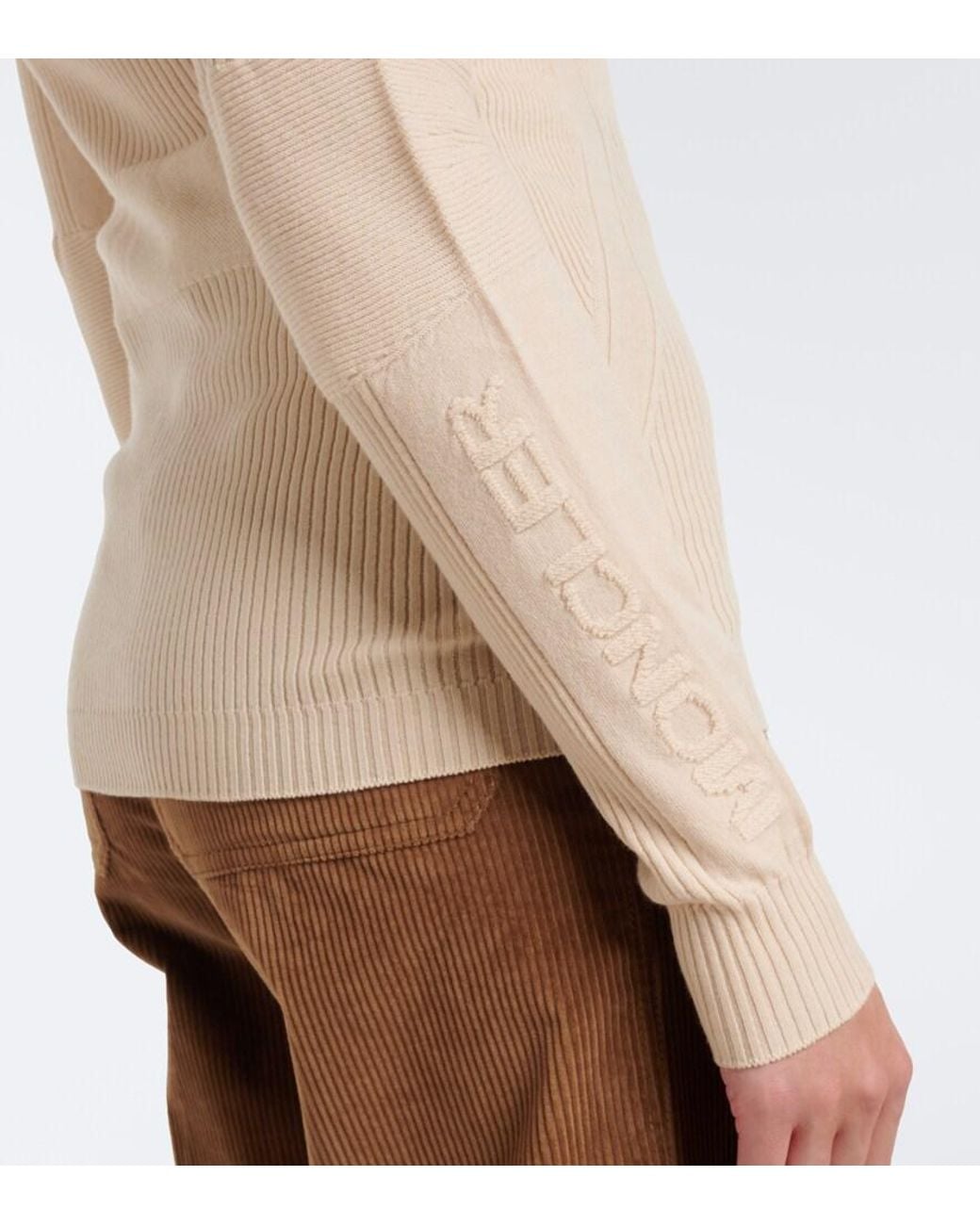 Moncler Natural Ribbed-Knit Wool-Blend Turtleneck Sweater