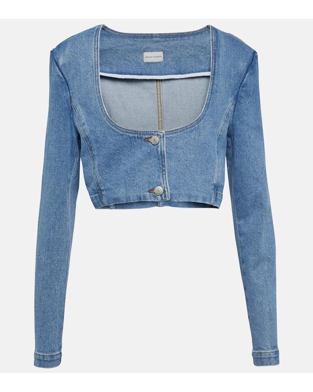 Magda Butrym Blue Cropped Denim Top