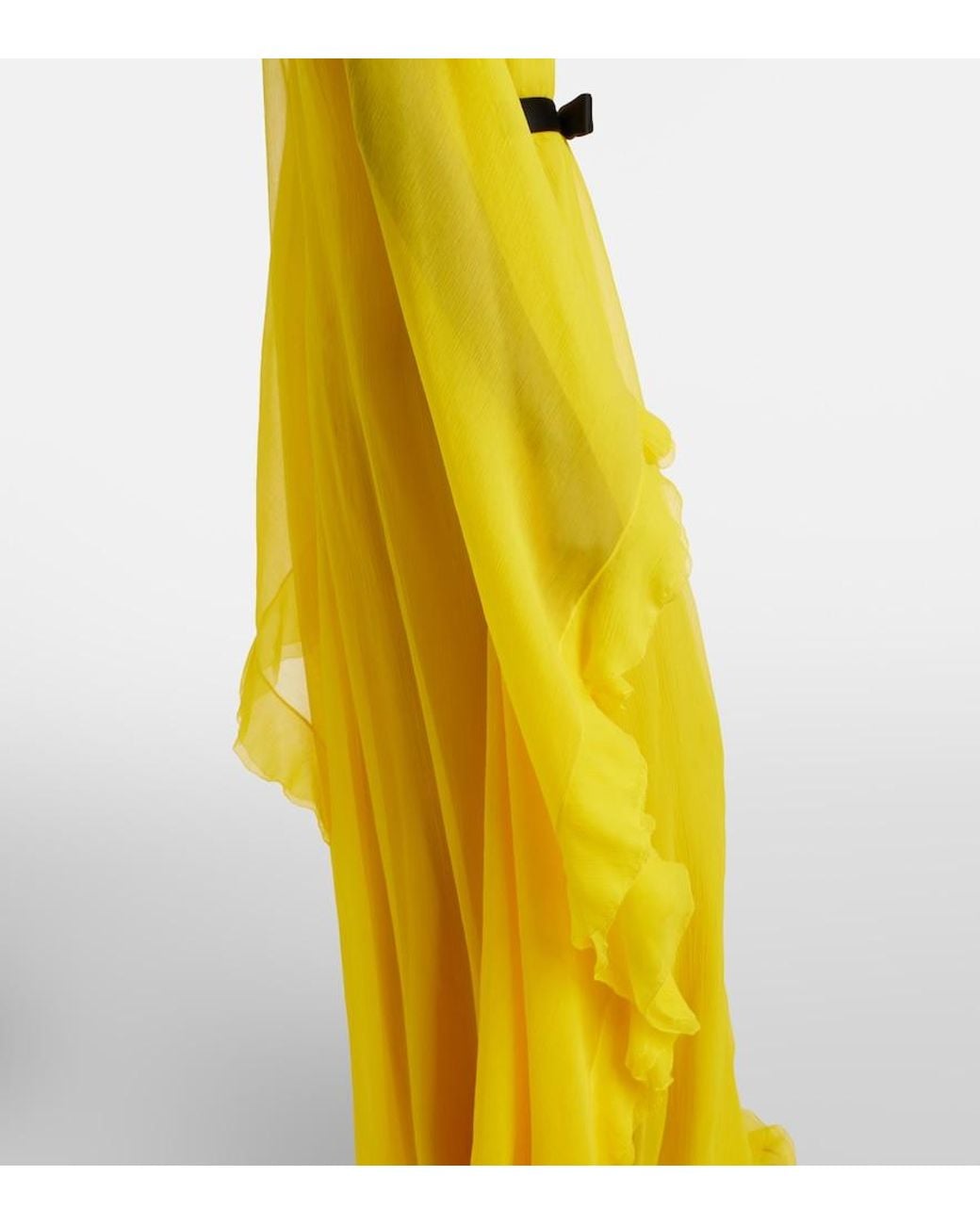 Givenchy Yellow Belted Silk Gown