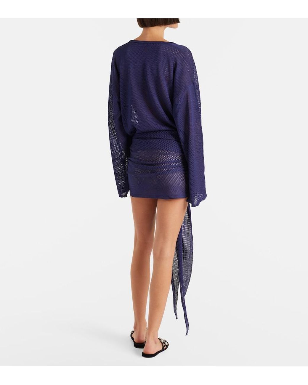 The Attico Blue Open-Knit Minidress