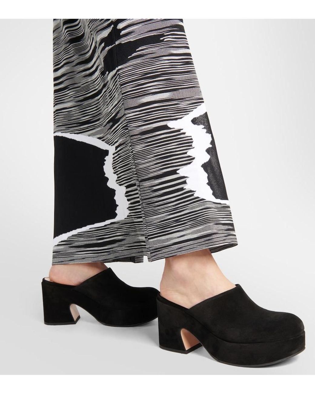 Gianvito Rossi Black Lyss Suede Platform Clogs