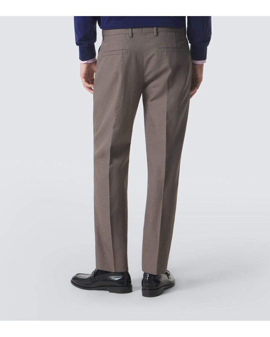 Zegna Gray Cotton And Linen Straight Pants for men