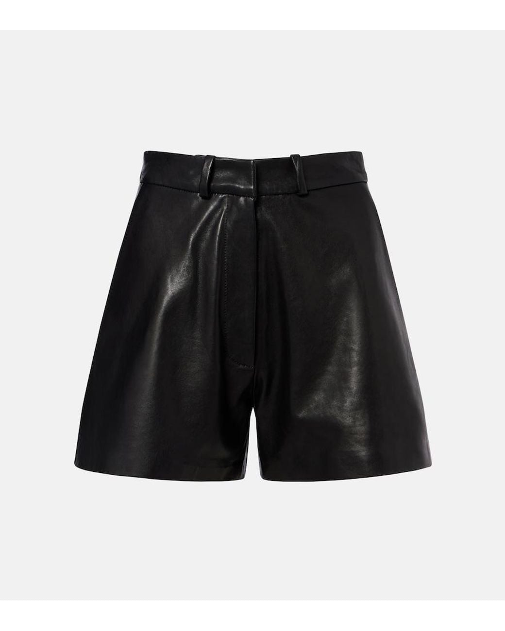 Nour Hammour Black Barrel Leather Shorts