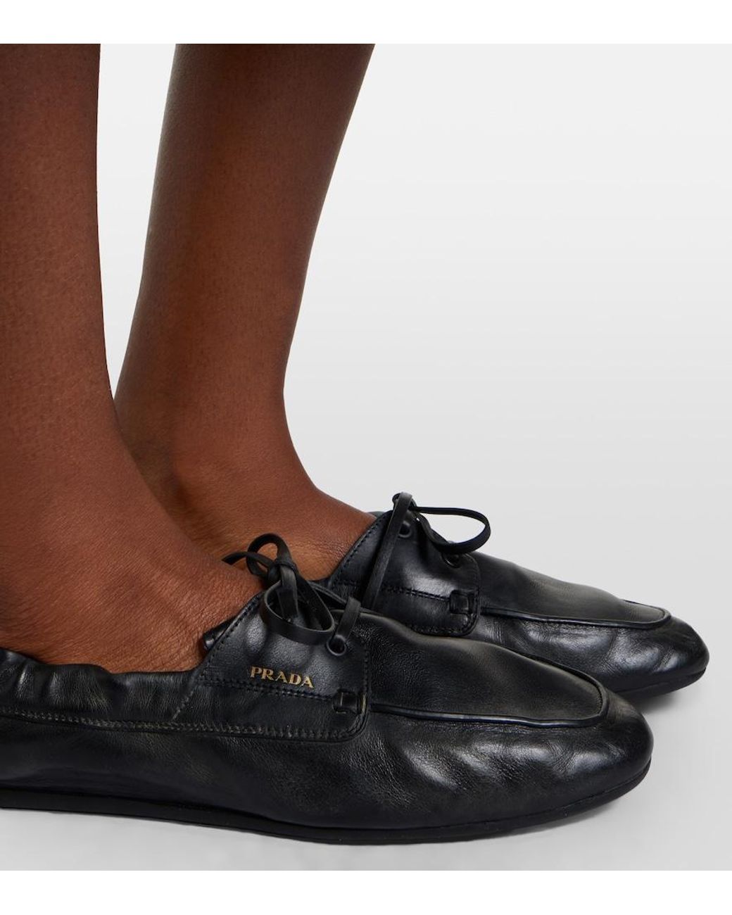 Prada Black Shuffle Leather Boat Shoes