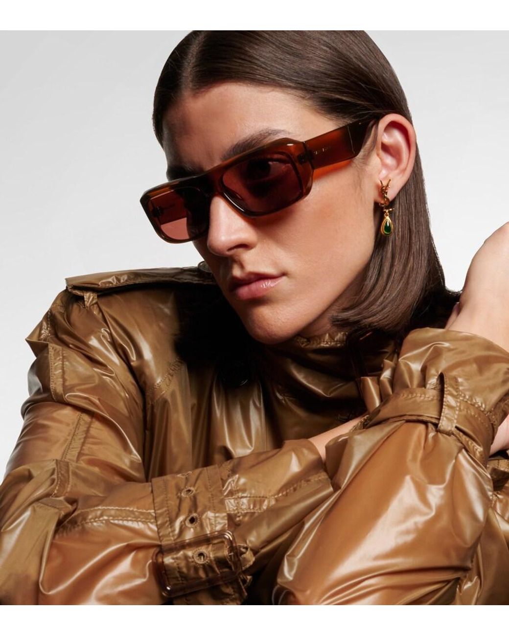 Saint Laurent Brown Sl 869 Rectangular Sunglasses
