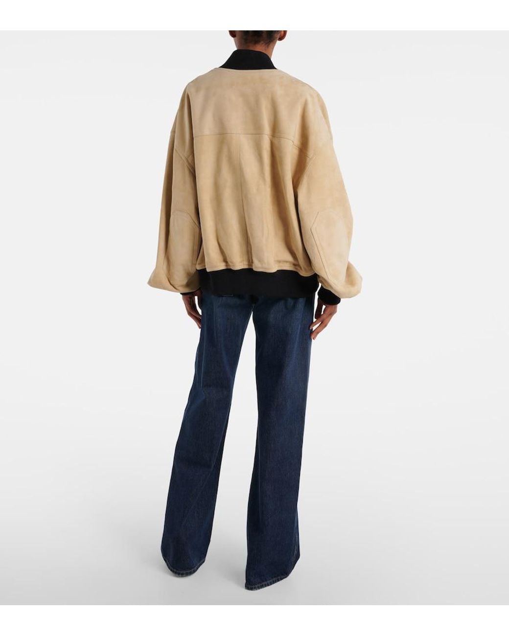 Khaite Natural Spence Suede Bomber Jacket