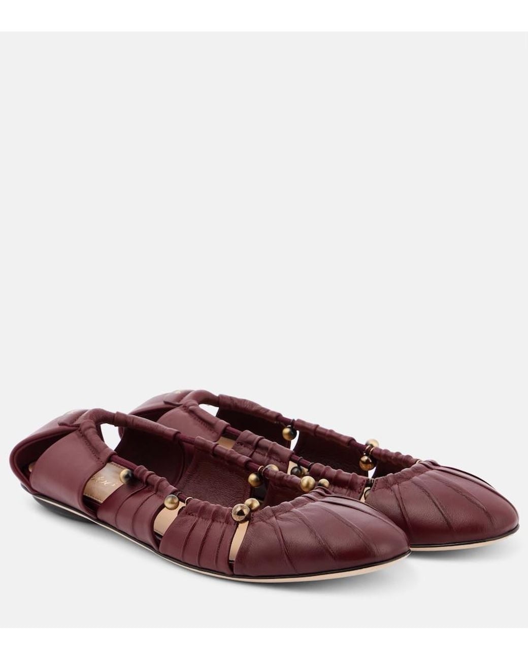 Chloé Brown Luna Cutout Leather Ballet Flats