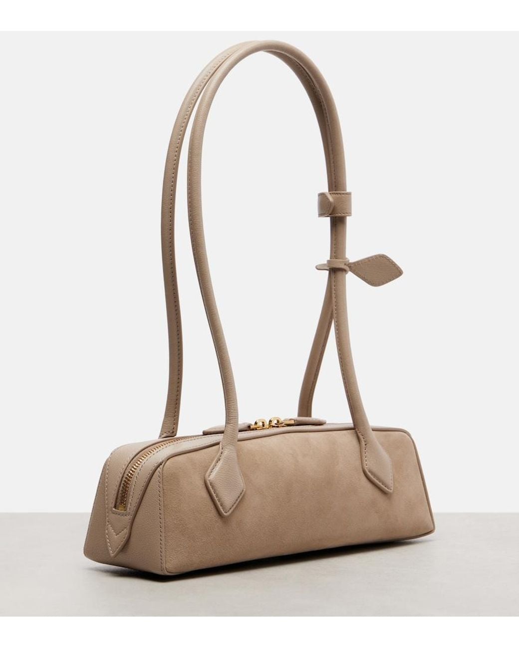 Alaïa Natural Le Teckel Small Suede Shoulder Bag