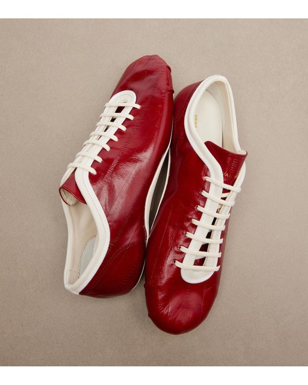 Dries Van Noten Red Leather Sneakers