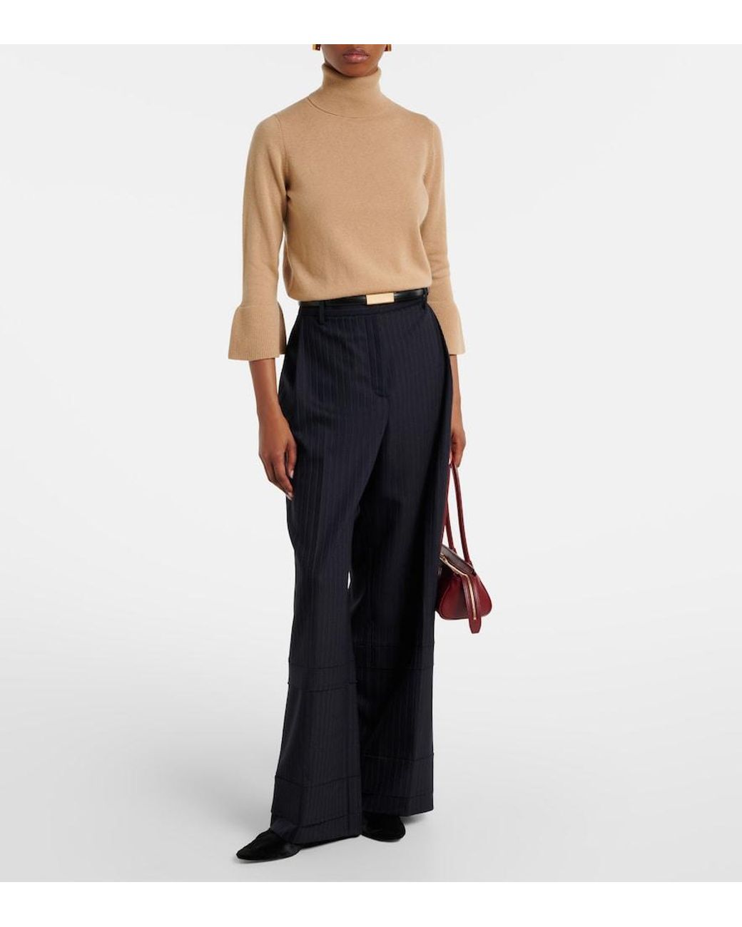 Jardin Des Orangers Natural Turtleneck Wool And Cashmere Sweater