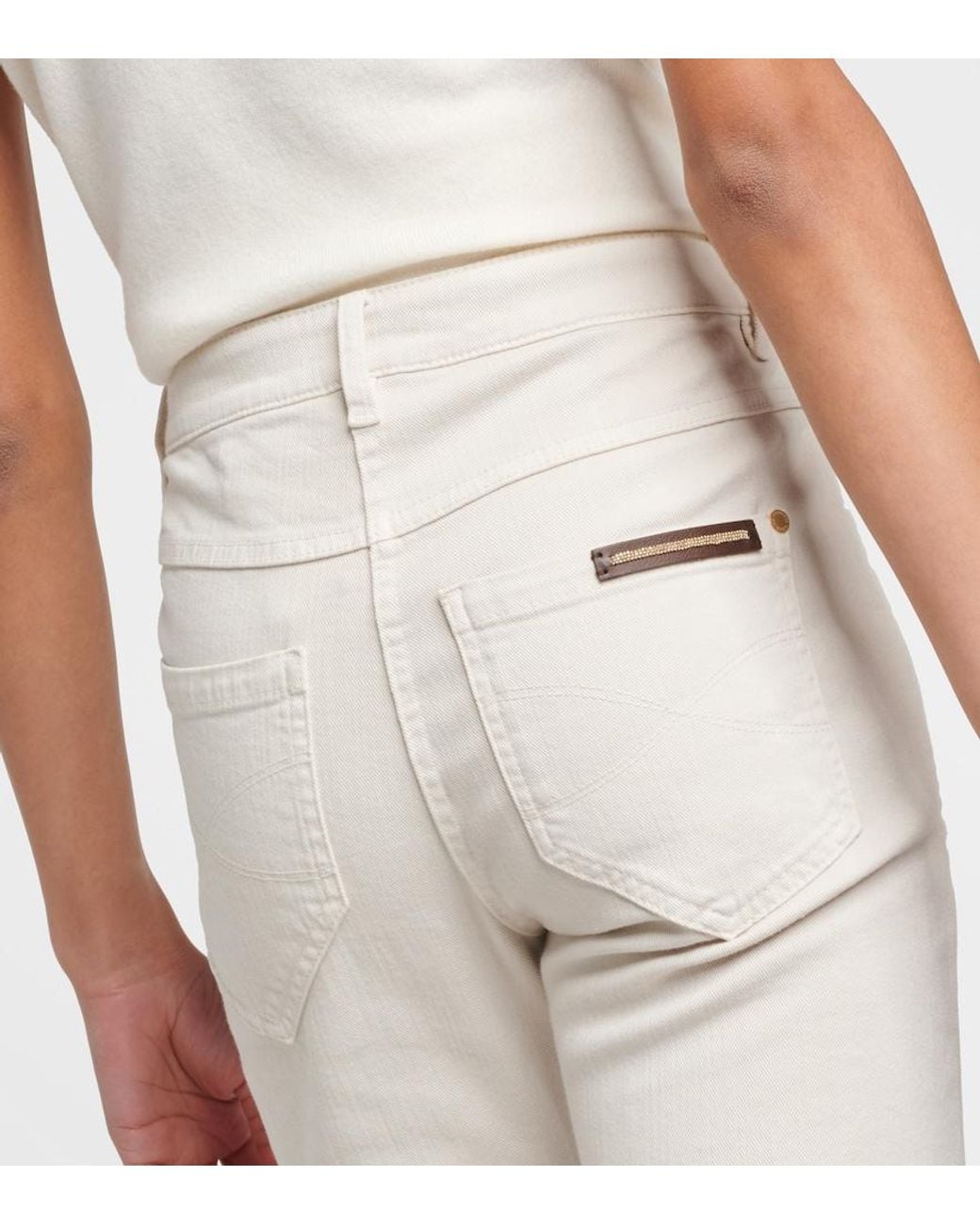 Brunello Cucinelli Natural Mid-Rise Slim Jeans