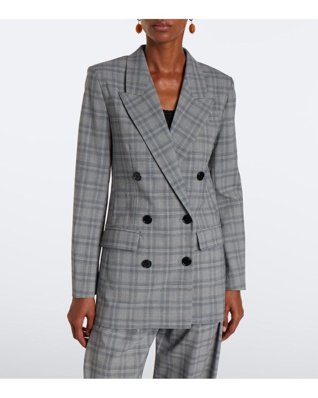 Isabel Marant Gray Jevima Prince Of Wales Check Wool-Blend Jacket