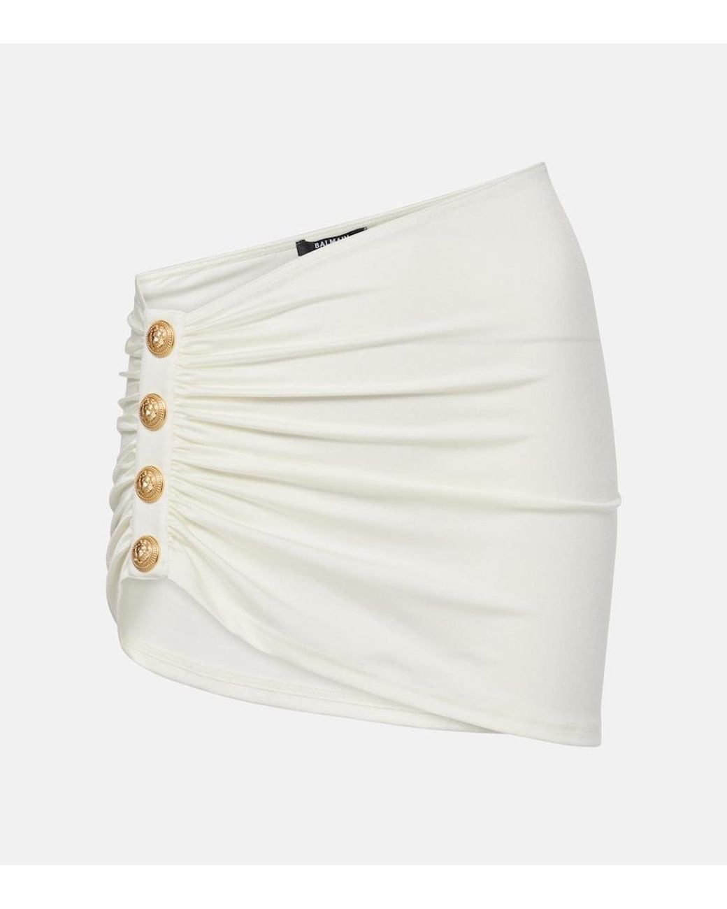 Balmain Natural Off- Draped Button Sarong Cover-Up