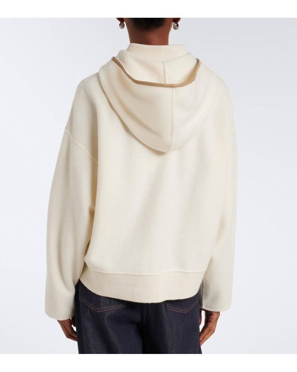 Max Mara White Wool And Cashmere-Blend Hoodie