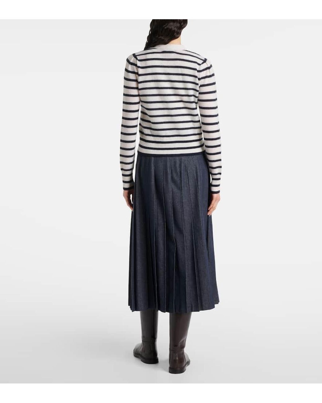 Veronica Beard Blue Solene Striped Cashmere Cardigan