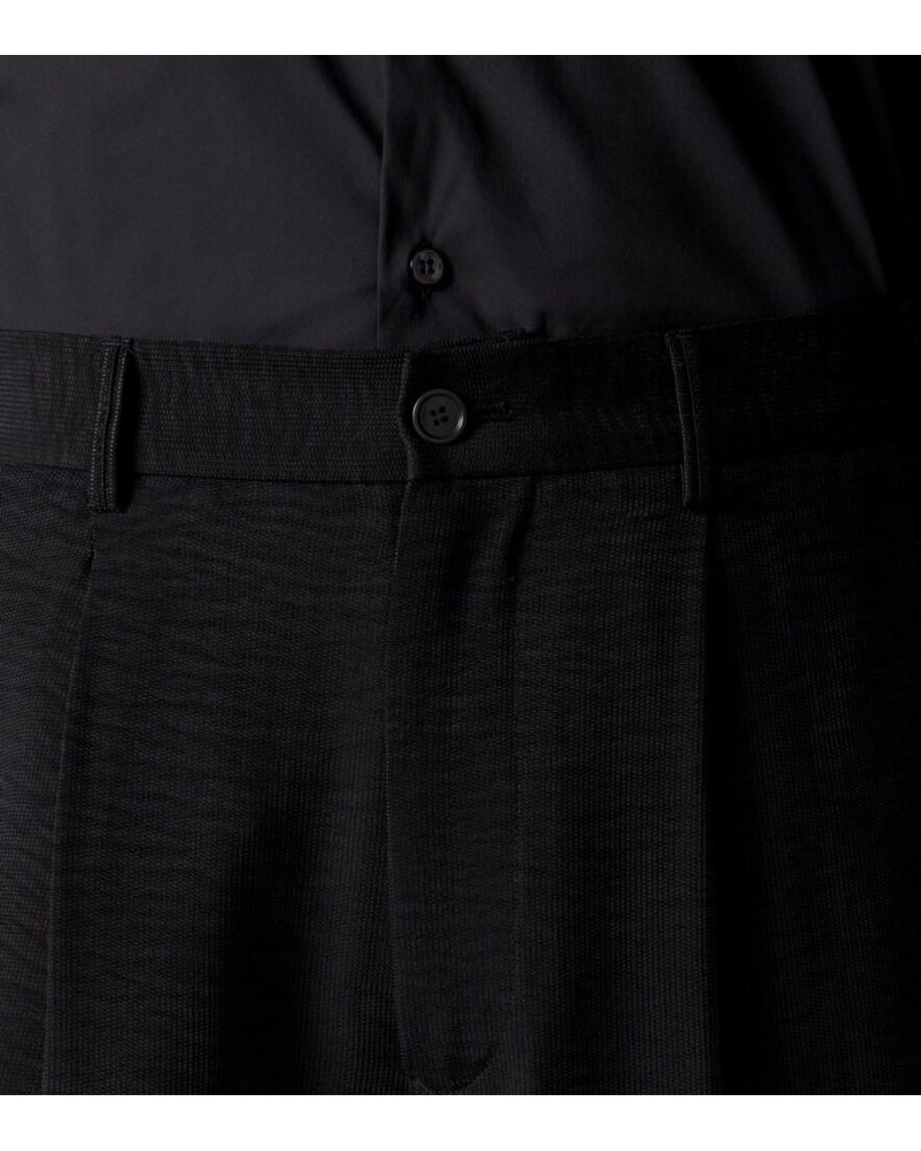Giorgio Armani Blue Pleated Jacquard Straight Pants for men
