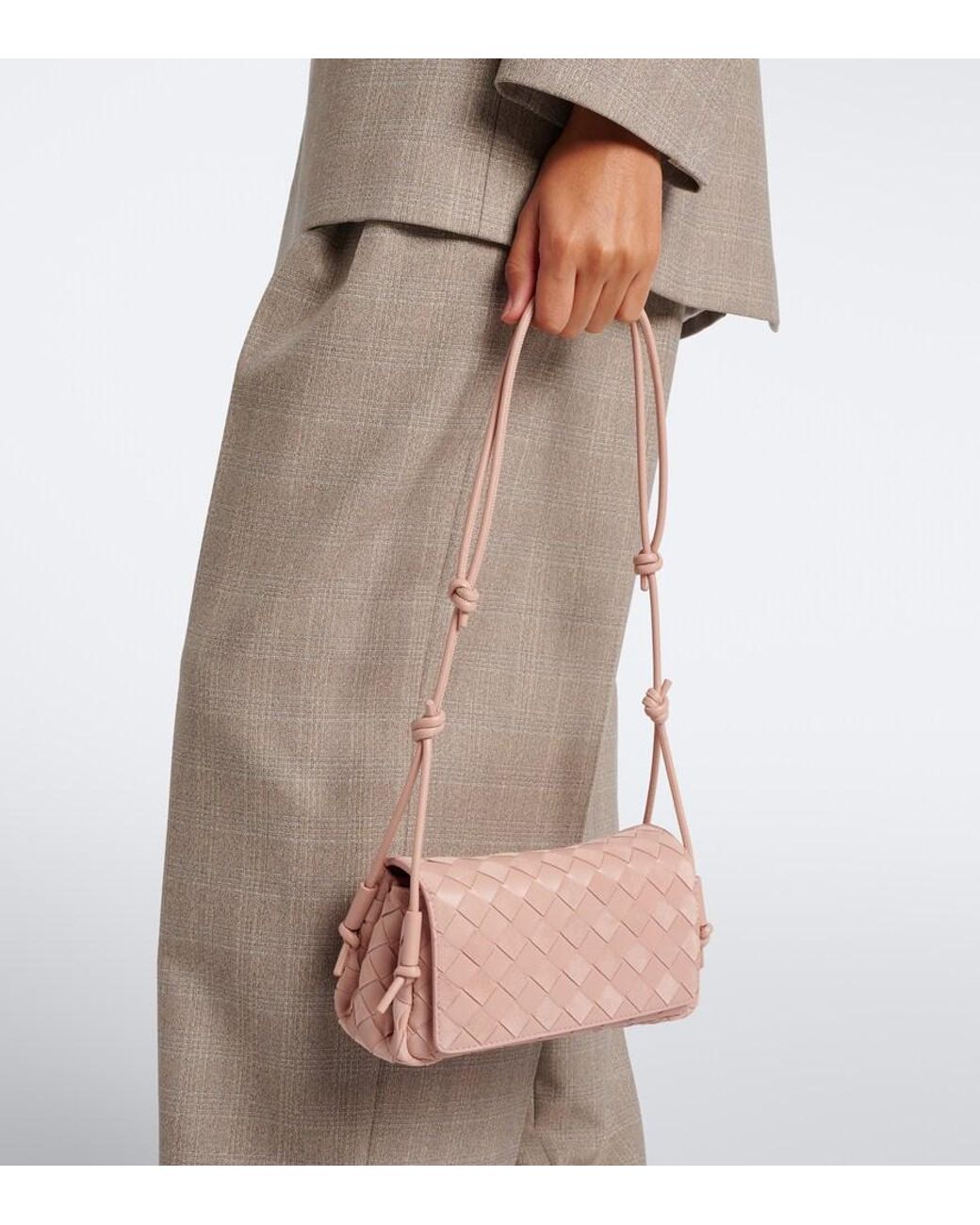 Bottega Veneta Pink Notturno Intrecciato Leather Crossbody Bag