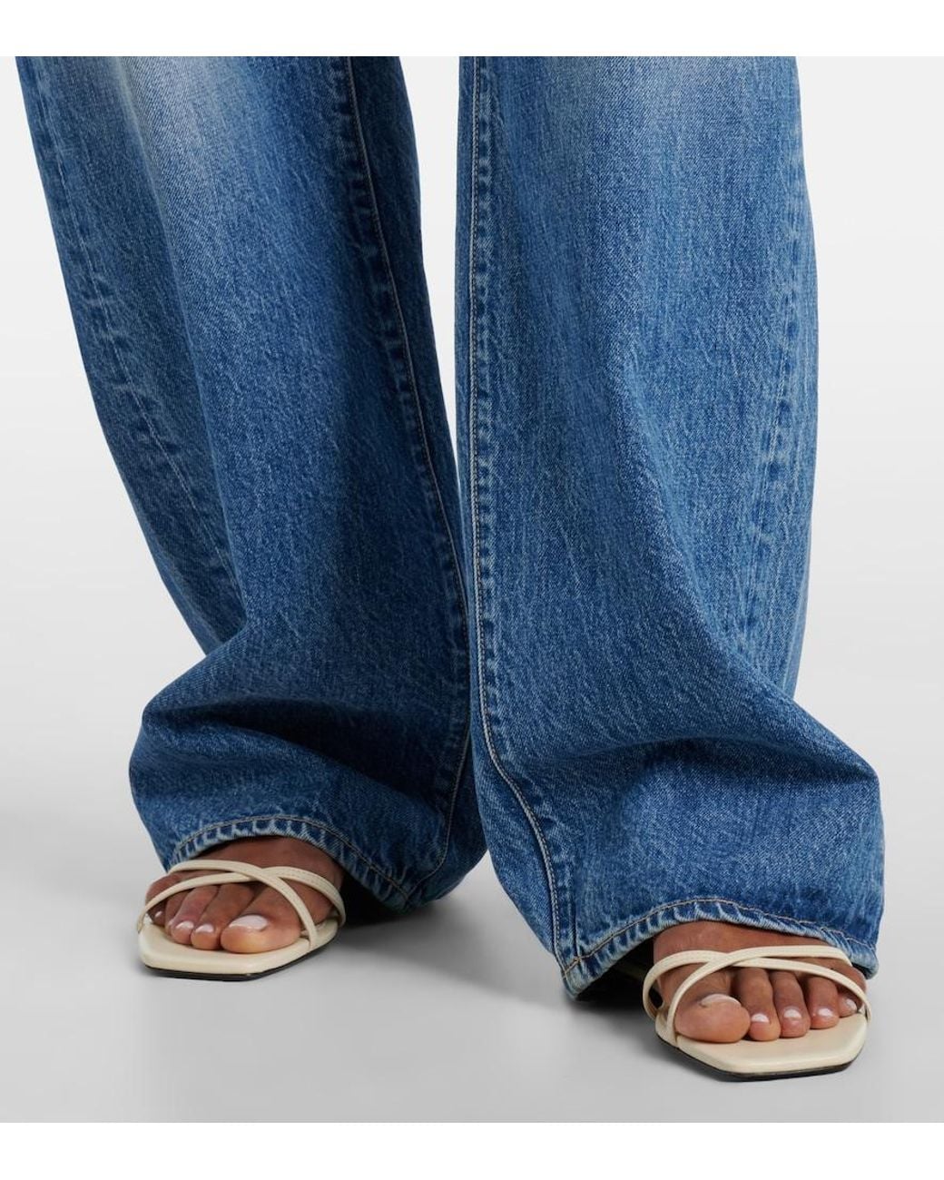 SLVRLAKE Denim Blue Cassie High-Rise Barrel-Leg Jeans