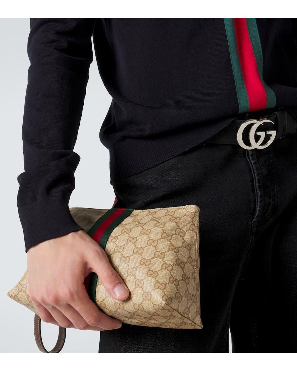 Gucci Natural Small Gg Canvas Pouch for men