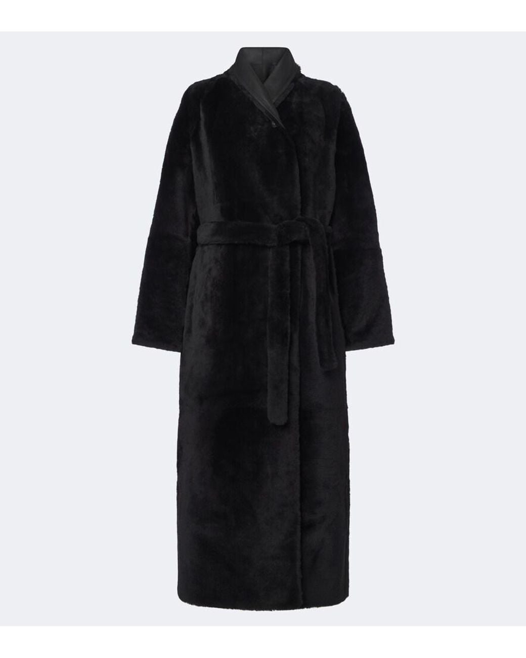 Yves Salomon Black Reversible Shearling And Leather Coat