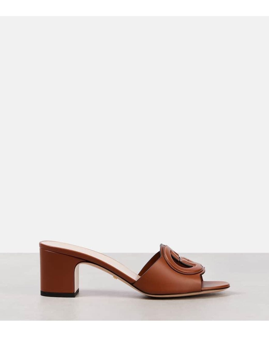 Gucci Brown Interlocking G Leather Mules