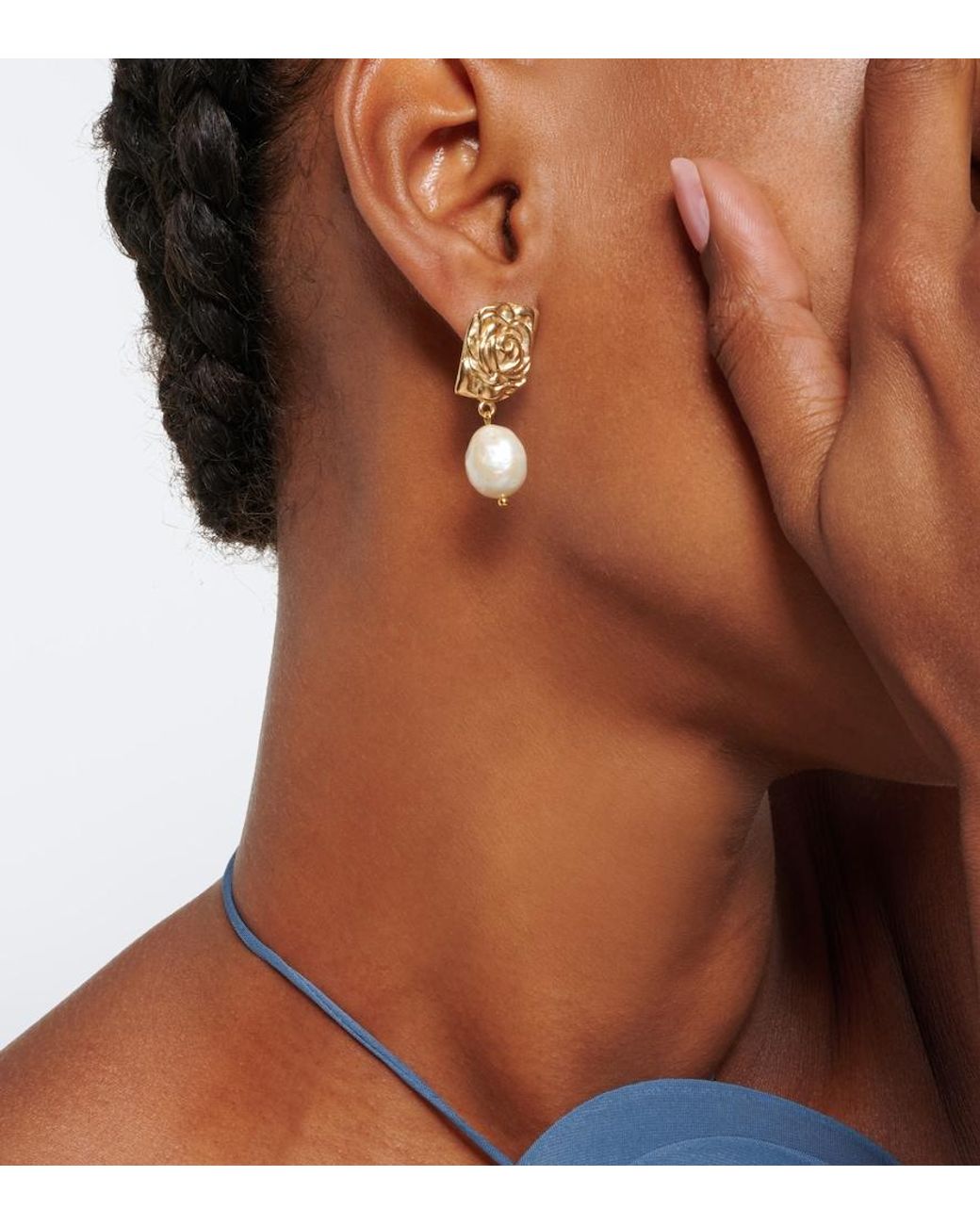Magda Butrym White Floral Faux-Pearl Drop Earrings