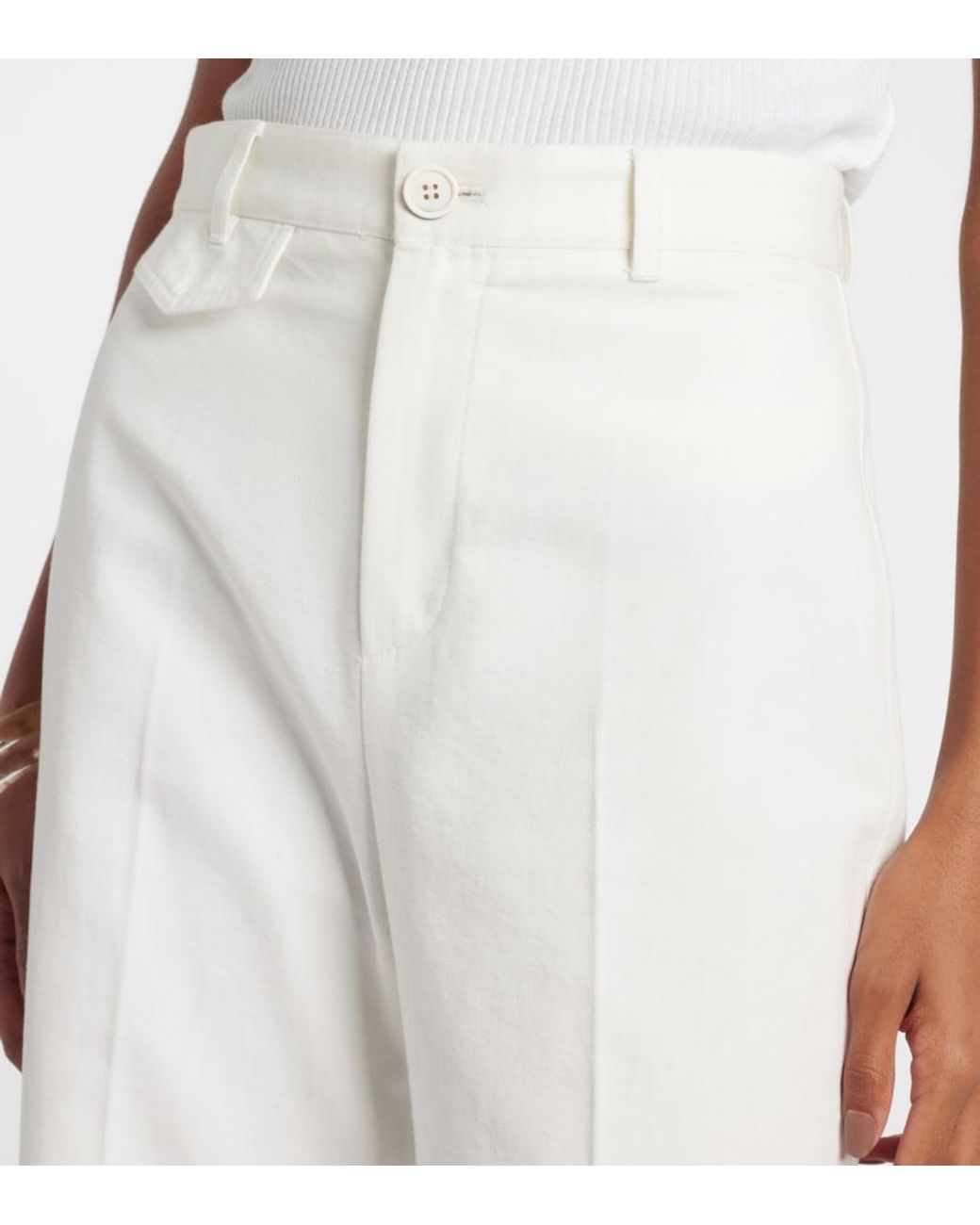 Chloé White High-Rise Cotton Canvas Flared Pants