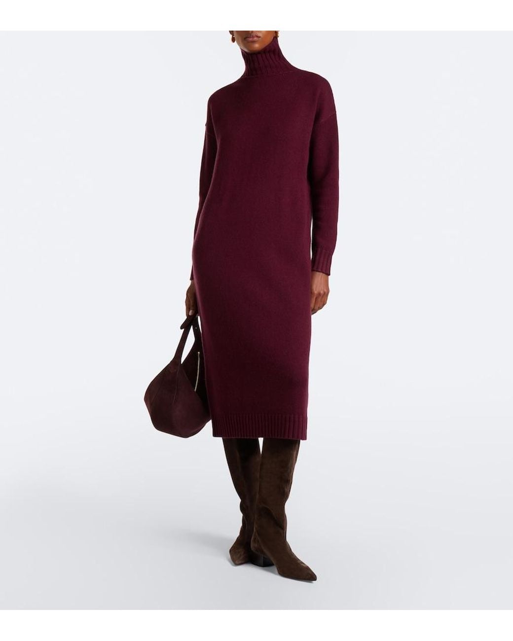 Max Mara Purple Wool And Cashmere Sweater Dress