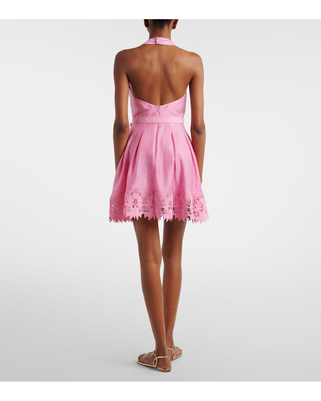 Rebecca Vallance Pink Petalite Lace-Trimmed Minidress